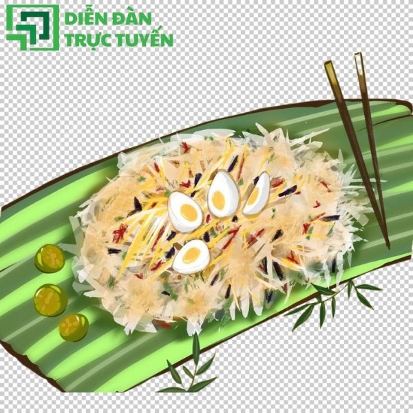 Vector bánh tráng trộn với xoài xanh