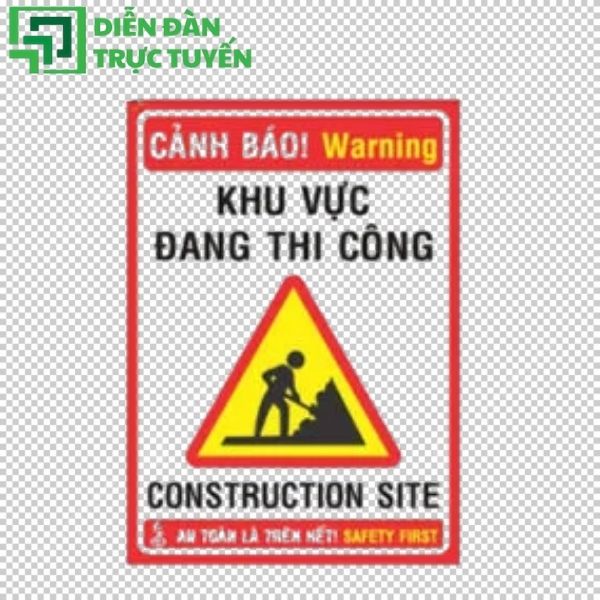Biển báo công trường đang thi công phản quang Vector