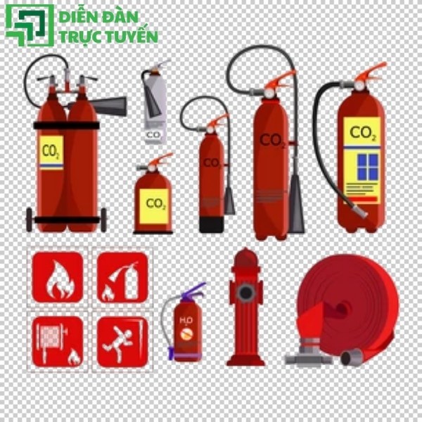 Thiết kế an toàn với bình cứu hỏa vector