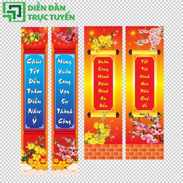 Câu đối Tết vector – điểm nhấn rực rỡ cho thiết kế ngày xuân