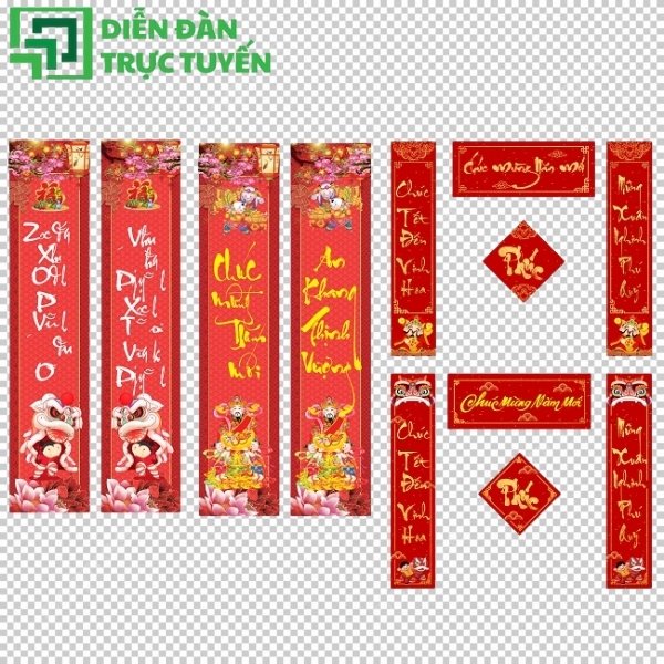 Sắc đỏ may mắn cùng câu đối Tết vector – đậm chất truyền thống
