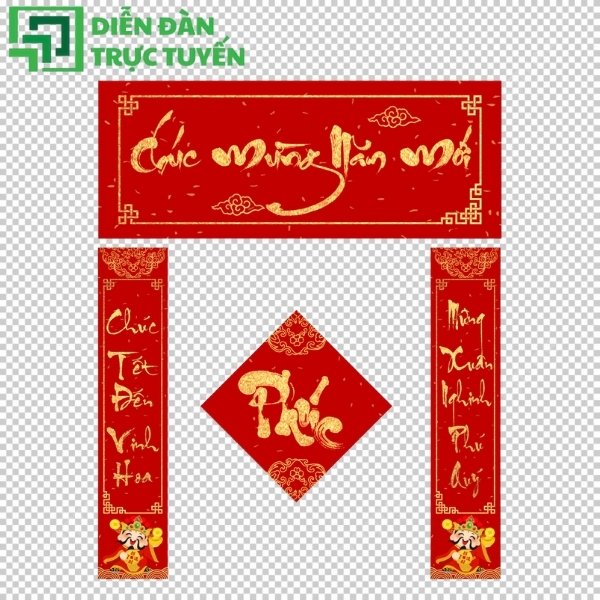 Bộ vector câu đối Tết mang đậm bản sắc văn hóa Việt