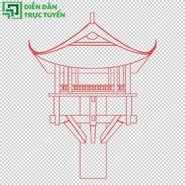 Chùa một cột phiên bản vector, sắc nét, dễ chỉnh sửa