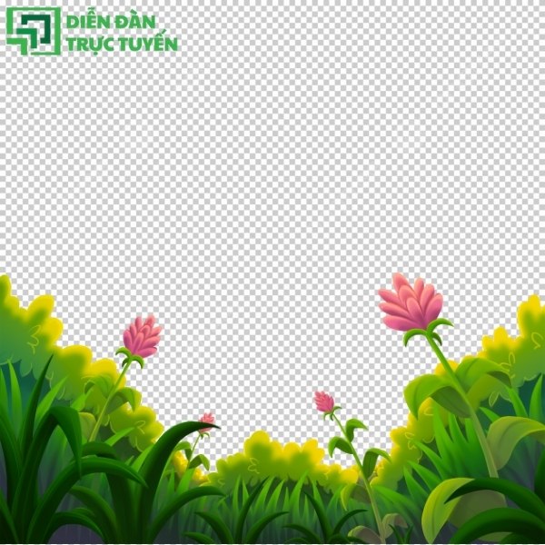 Vector hoa cỏ hoạt hình gió thổi