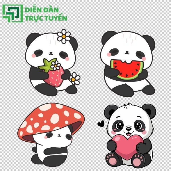Gấu trúc vector chibi cổ điển