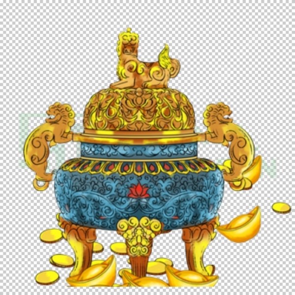 Mẫu lu hương vector bằng đồng vàng