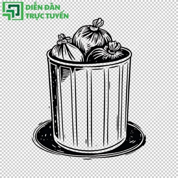 Mẫu thùng rác trắng đen vector