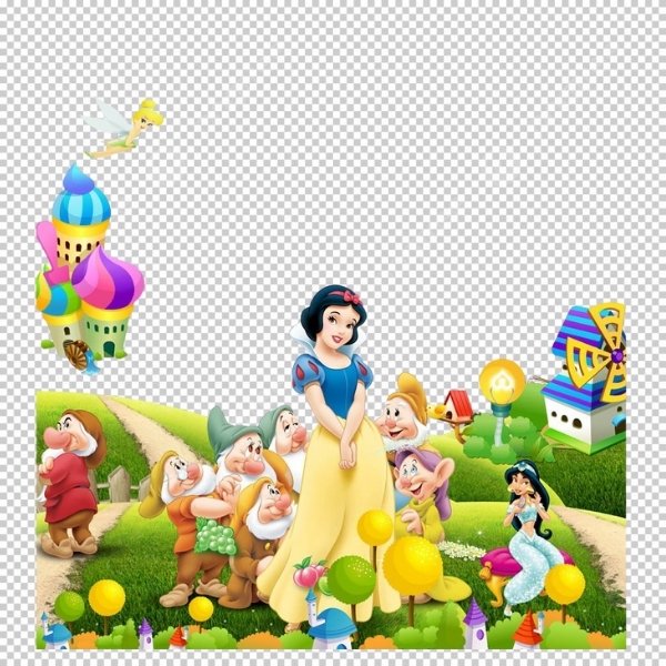 Tranh mầm non vector nàng bạch tuyết và bảy chú lùn