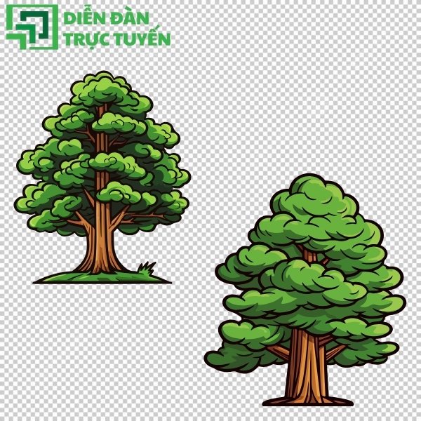 Cây đa cổ thụ phong cách tối giản, file vector chỉnh sửa cực dễ