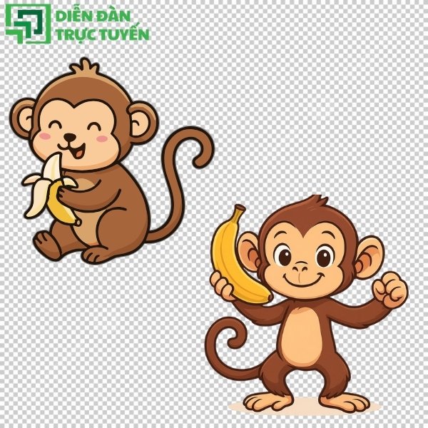 Con khỉ cầm chuối dễ thương