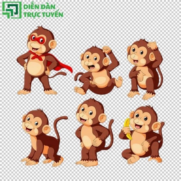 Mẫu con khỉ PNG tách nền nhảy nhót