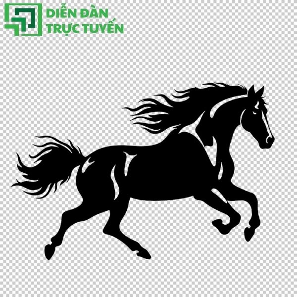 Con ngựa vector trắng đen