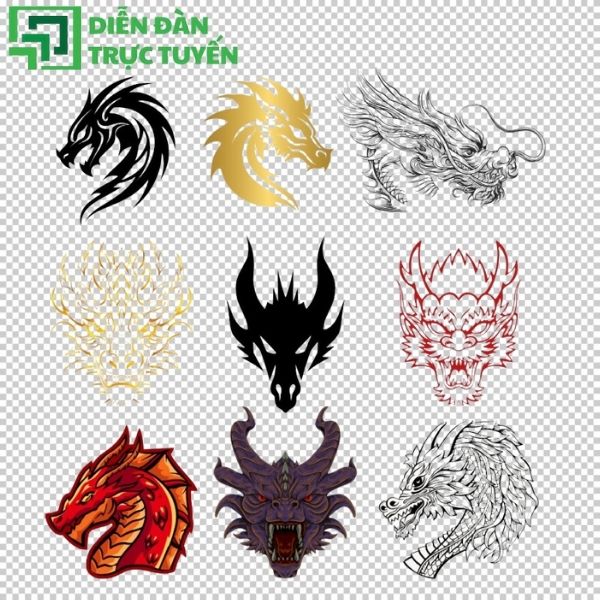 Đầu rồng vector cho logo và thương hiệu