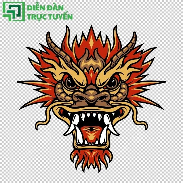 Hình đầu rồng vector trang trí poster