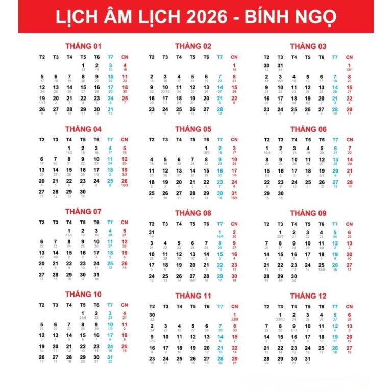 Mẫu lịch 2026 vector layout chuẩn, đẹp và dễ edit