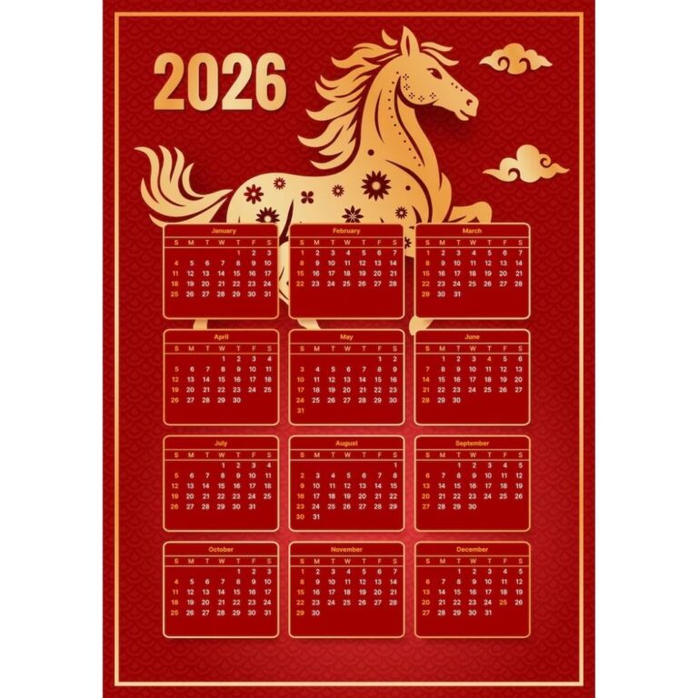 Mẫu Lịch Treo Tường Tết Con Ngựa 2026