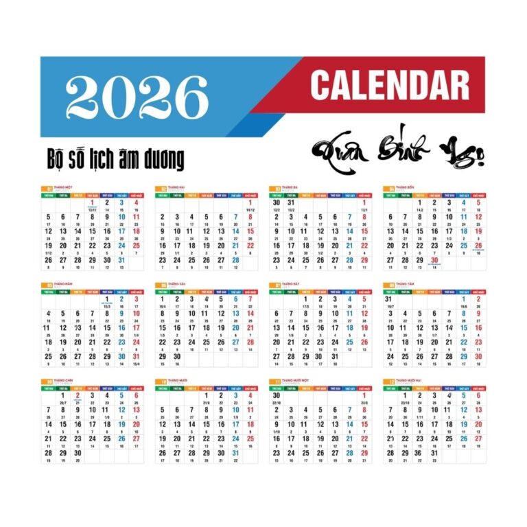 Lịch âm dương PNG 2026 sắc nét, nền trong suốt tiện chỉnh sửa