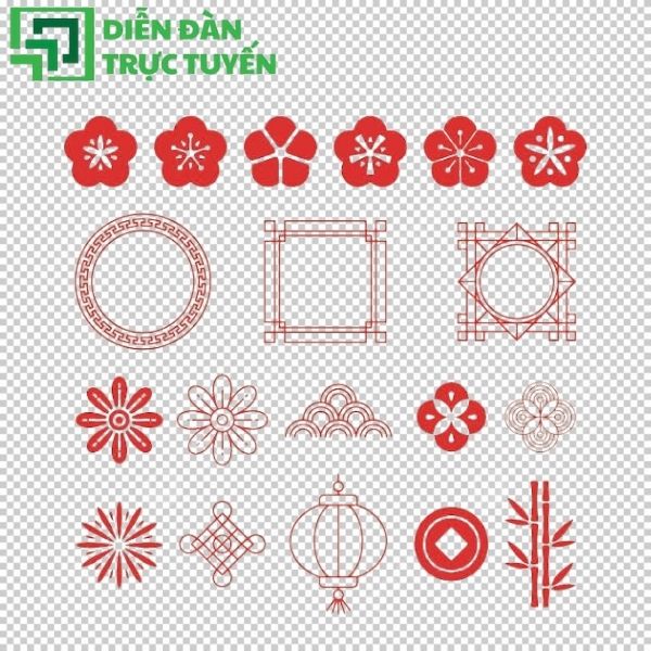 Mẫu hoa văn Tết hiện đại, hợp mọi layout