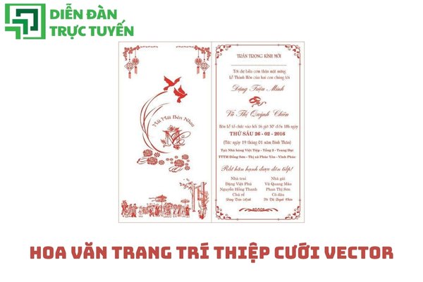 Hoa văn trang trí thiệp cưới vector