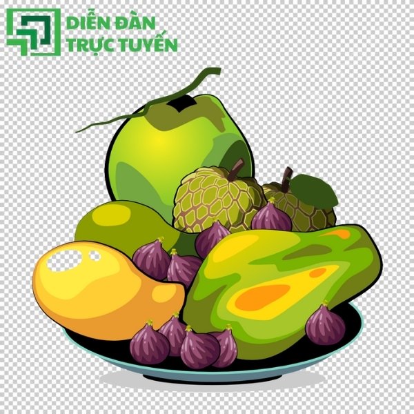 Sắc xuân trọn vẹn với mâm ngũ quả vector tươi tắn, giàu ý nghĩa Tết Việt