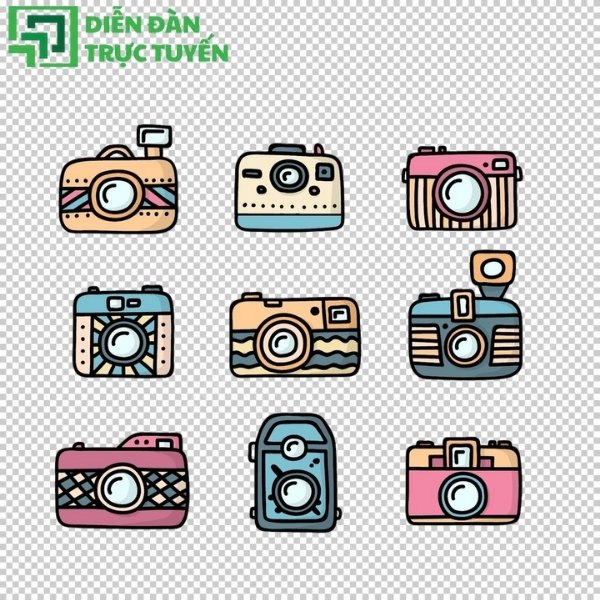 Mẫu vector máy ảnh đơn giản, đầy màu sắc