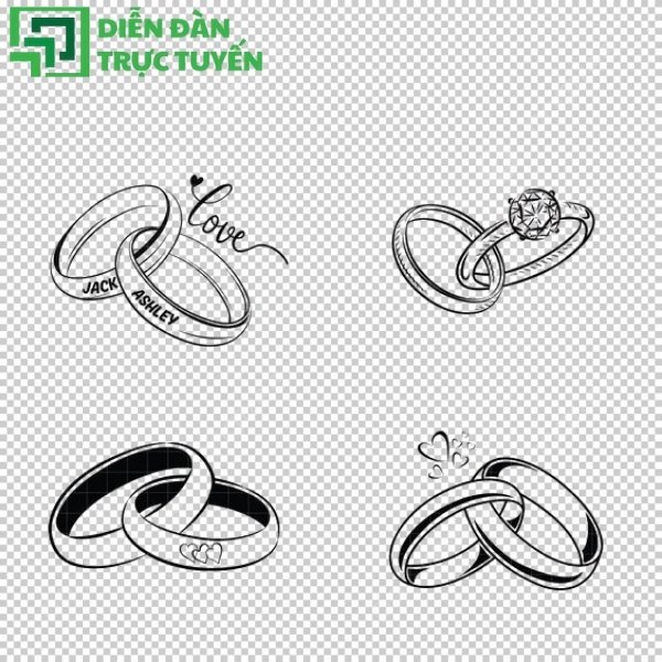 Mẫu nhẫn cưới vector PNG cơ bản