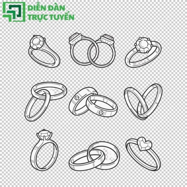 Bộ sưu tập vector nhẫn cưới sang trọng, dễ tùy chỉnh cho mọi thiết kế cưới hỏi