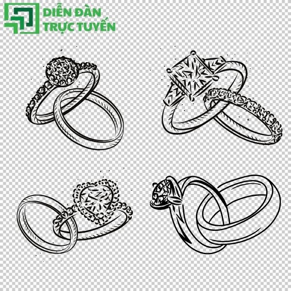 Vector nhẫn cưới đôi trái tim