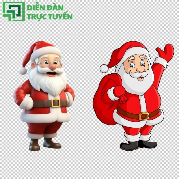 Ông già Noel vector cute cho thiệp và banner Noel