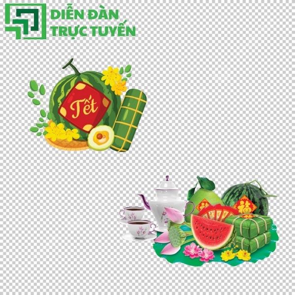 Vector Dưa hấu Tết dễ chỉnh sửa