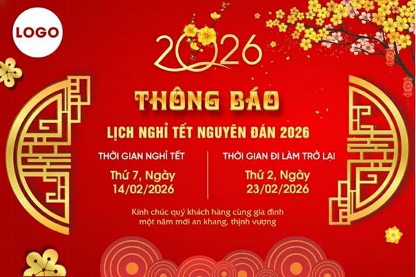 Mẫu thông báo nghỉ tết 2026 file AI miễn phí