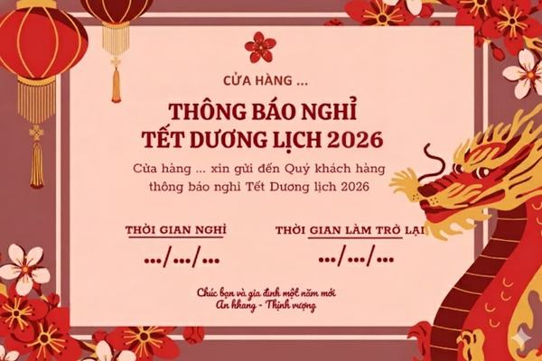 Mẫu thông báo nghỉ tết nguyên đán bính ngọ cho công ty