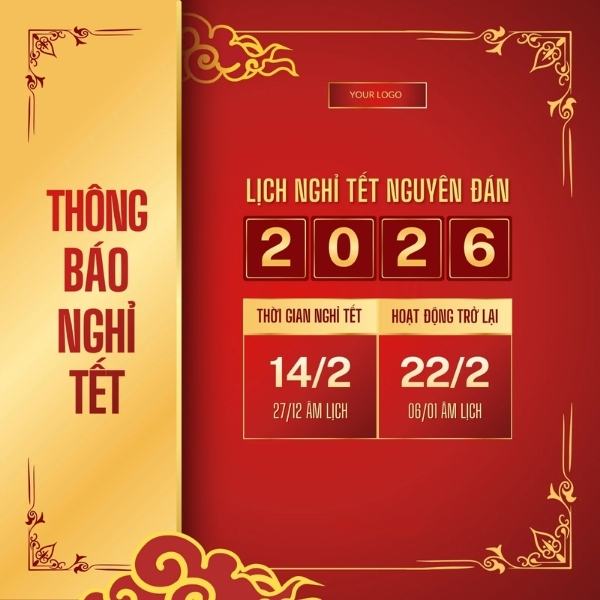Mẫu thông báo nghỉ tết 2026 bính ngọ