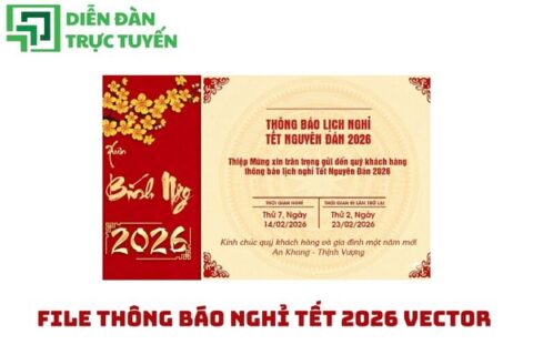 File thông báo nghỉ tết 2026 vector