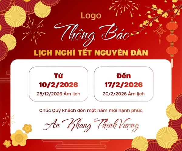 Mẫu file thông báo nghỉ Tết 2026 vector