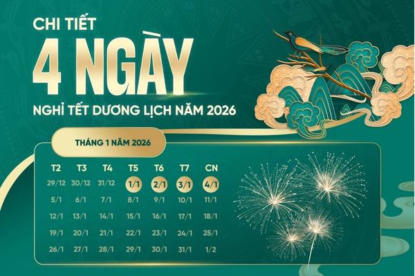 Mẫu thông báo nghỉ Tết Dương lịch 2026