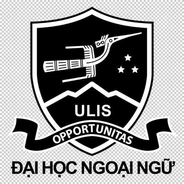 Logo Đại học Ngoại ngữ trắng đen