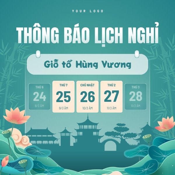 Tải miễn phí mẫu thông báo nghỉ lễ giỗ tổ hùng vương