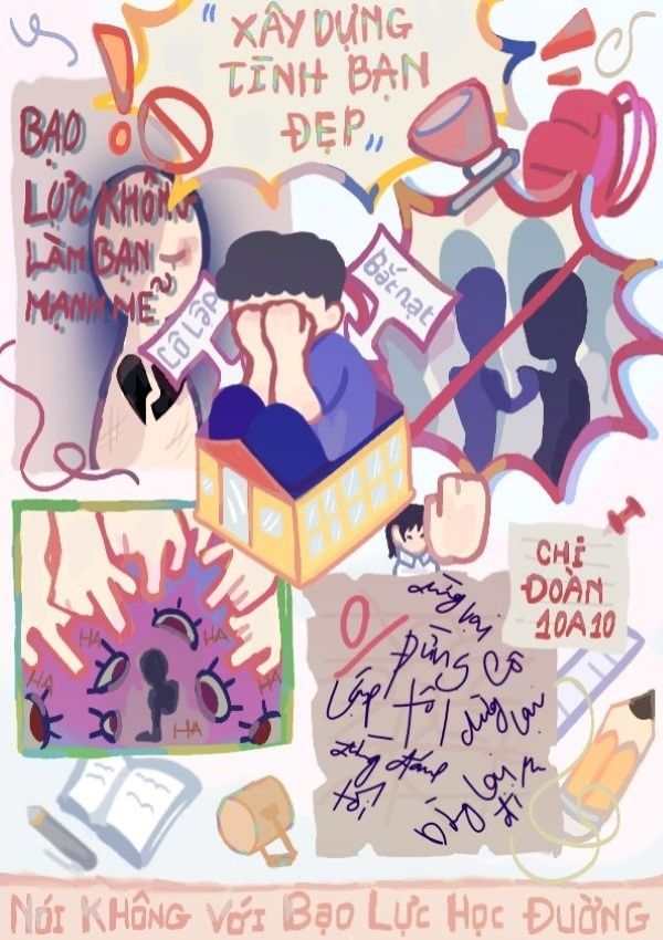 Poster tuyên truyền phòng chống bạo lực học đường
